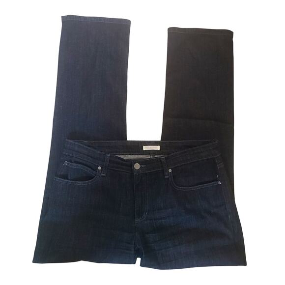 Eileen Fisher Black Organic Cotton Stretch Boot Cut 5 Pocket Jeans 12P - Picture 1 of 9